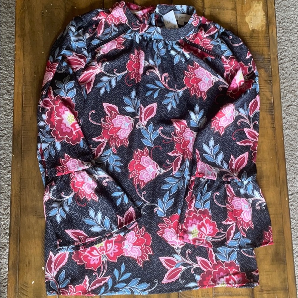 Loft floral and polka dot blouse